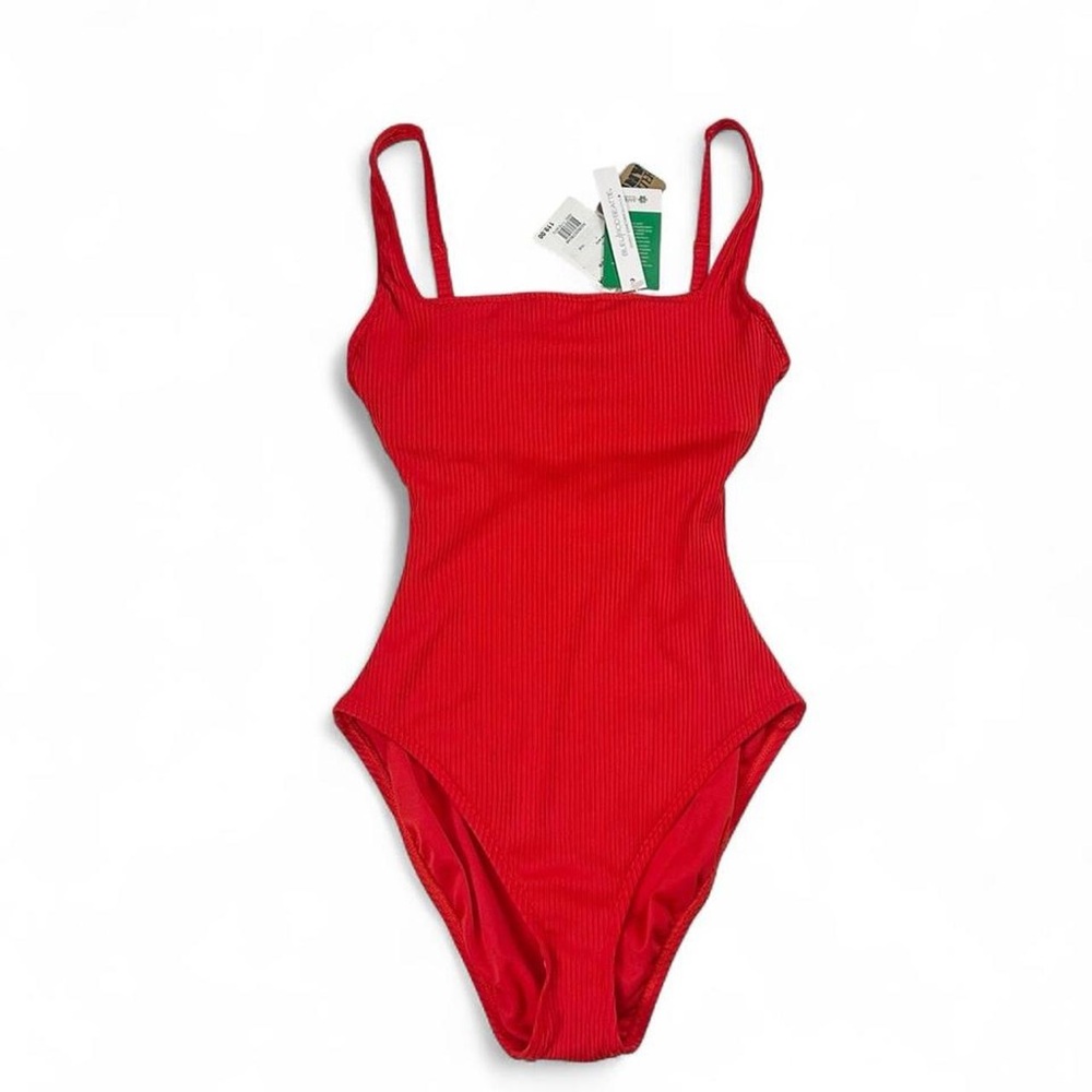 New with tags Bleu by Rob Beattie Red Ribbed Underwire One Piece